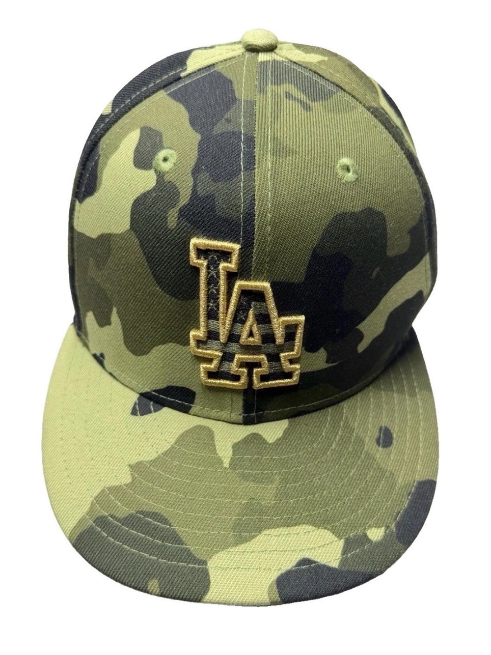 New Era 59FIFTY Los Angeles Dodgers Hat 7 1/2 Armed Forces Day Camo Fitted Cap